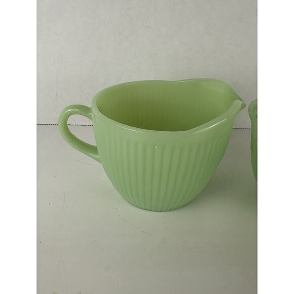 Fire King Jadite Jadeite Jade-ite Jane Ray Cream And Sugar Set VTG Decor - Picture 3 of 13